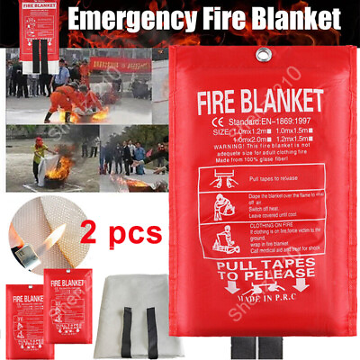 #ad 2PCS FIRE BLANKET Fiberglass Hero Emergency Home Retardant Prepared 39#x27;#x27;x39#x27;#x27; L $13.39