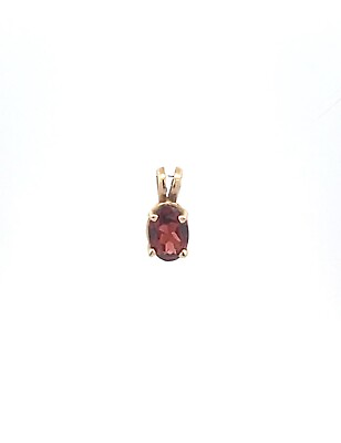 #ad 14K Oval Garnet Solitaire Vintage Classic Pendant Yellow Gold *82 $59.95