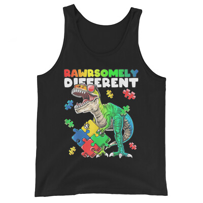 #ad Rawrsomely Different Autistic Support Autism Awareness Gift Unisex Tank $32.20