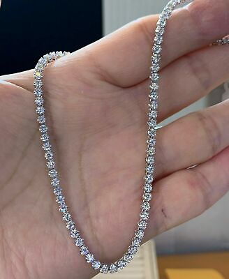 #ad 50Ct Round Lab Created Diamond Mens Tennis Necklace 14k White Gold Plated Silver $304.85