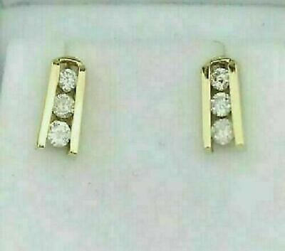 #ad GIFT Round Cut Natural Moissanite Women#x27;s Stud Earrings 14k Yellow Gold Plated $101.52