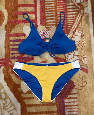 #ad Soluna Swim Tie Front Bralette Bikini Top Bottoms SZ L NWOT $50.00