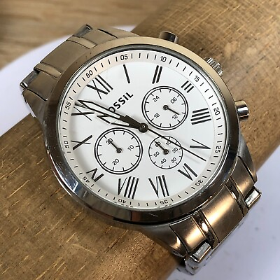 #ad Fossil Mens Stainless Steel Silver Tone Chronograph BQ1740IE Quartz Watch $39.95