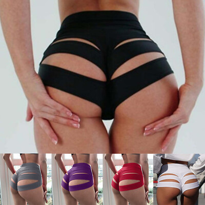 #ad Womens Sexy Hollow Cut Out Yoga Shorts Panties High Waist Brief Fitness Workout‹ $9.39