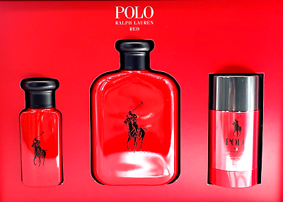 #ad #ad Polo Red by Ralph Lauren 3pc Set for Men 4.2oz1.0oz EDT SPR2.6oz Deodorant $87.95