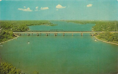 #ad Ohio Turnpike Twin Bridges Maumee River Toledo Ohio OH pm 1965 Postcard $7.25