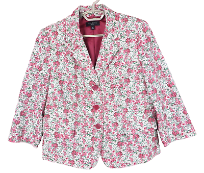 #ad TALBOTS Women Lightweight Cotton Blazer Jacket Pocket Multicolor Floral 16P $54.86