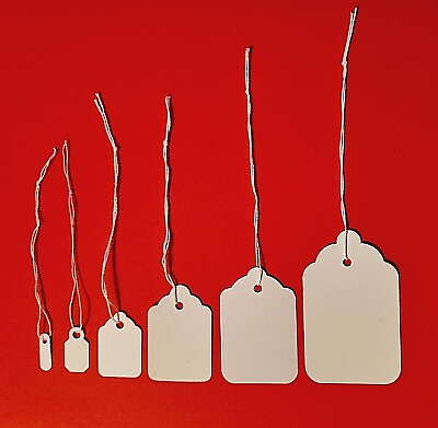 #ad 100 pcs White Paper Price Tags Jewelry Price Tags with String attached $6.79