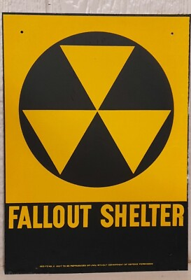 #ad Vtg Original 1950s 60s Fallout Shelter Sign Department of Defense New old Stock $32.50