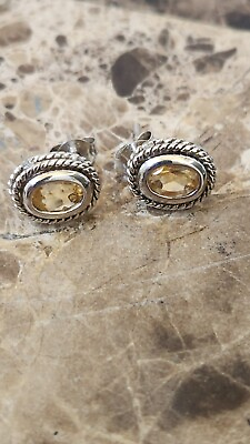 #ad Chapal Zenray NF Sterling Silver oval Earrings citrine Pierced Post 8mmx10mm $22.99
