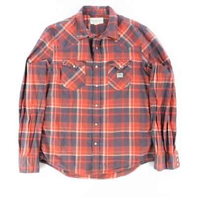 #ad Denim amp; Supply Ralph Lauren Shirt Mens Large Plaid Red Pearl Snap Western Shirt $24.95