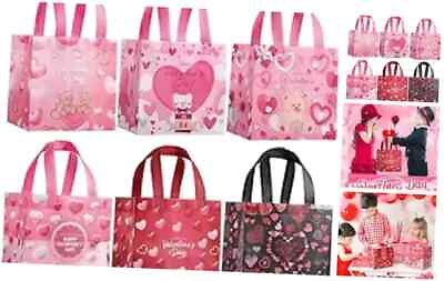 #ad 12Pcs Valentine Gift Bags for Kids With Handles Valentine Day Bags for 12pcs $19.60