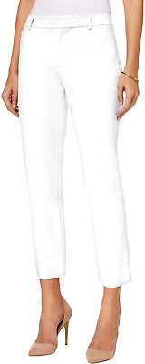 #ad Charter Club Womens Newport Cropped Slim Fit Straight Leg Pants White 4 $39.98