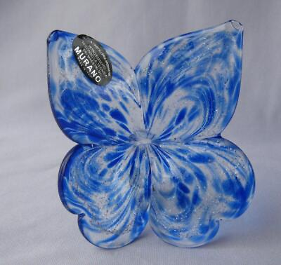 #ad Genuine Italian Butterfly Blown Glass Murano Blue Color Italy No 418 $24.00