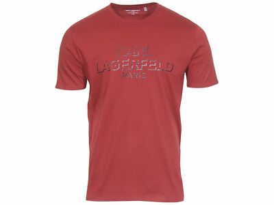 Karl Lagerfeld Paris Men#x27;s Name Logo T Shirt Short Sleeve Red $26.95