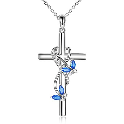 #ad Pendant Necklace Women Fashion Blue Butterfly Silvery Cross Jewelry Girl Gift $11.95
