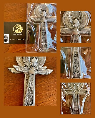 #ad Antiqued High Relief Sealed Egyptian ANKH 🤩 2023 2oz 999 Silver Stacker w Cap $98.45