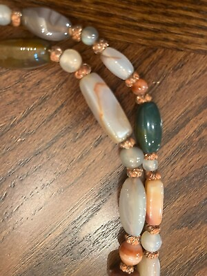#ad Handmade Polish Natural Stones Long Necklace Bead Appearance Boho Hippie $12.00