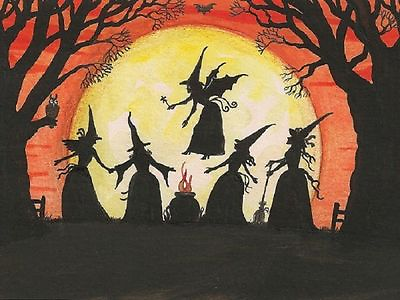 #ad 1.5x2 DOLLHOUSE MINIATURE PRINT OF PAINTING RYTA 1:12 SCALE WITCH HALLOWEEN Art $3.99
