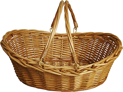 #ad #ad Wicker Basket Gift Baskets Empty Oval Willow Woven Picnic Basket Easter Candy Ba $43.15