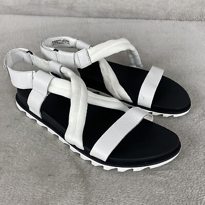 #ad Sorel Roaming Decon Women#x27;s Flat Sandal 10 White Leather Gladiator NEW $35.99