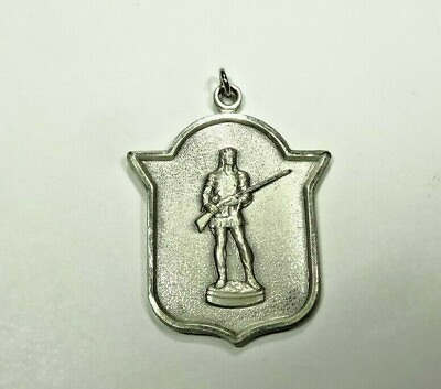 #ad VINTAGE BLACKINTON MAN WITH RIFFLE STERLING SILVER 925 PENDANT FOB CHARM MEDAL $23.79