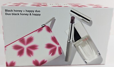 #ad Clinique Black Honey Almost Lipstick Happy Perfume Full Size Duo Pouch $54.95