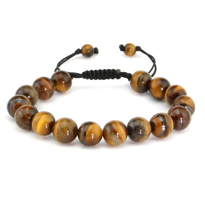 #ad Natural Tiger#x27;s Eye Spirit Healing Gemstone Beads Beaded Bracelet Bangle for Men $3.99