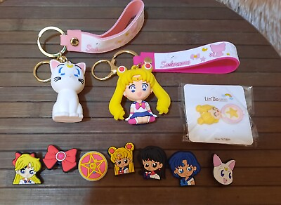 #ad Lot of 10: Sailor Moon Artemis Rubber Mascot Keychain set Earrings amp; Croc Charms $14.96