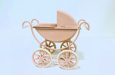 #ad Dollhouse Miniature Light Pink Doll#x27;s Carriage Pram Stroller 1:12 Scale $15.99
