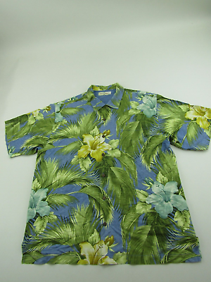 Tommy Bahama Shirt Mens Size Large 100% Silk Button Down Short Sleeve Floral $16.99
