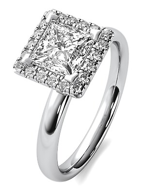 #ad Halo 1.22 Carat F SI1 Natural Earth Mined Princess Cut Diamond Engagement Ring $4395.00