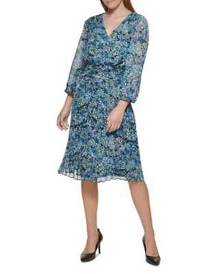 #ad KARL LAGERFELD PARIS Floral Print Chiffon Midi Dress $148 Size 6 # 10A 2110 Blm $11.01