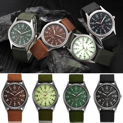 #ad Military Army Mens Date Canvas Strap Analog Quartz Wrist Gift Watch Sport $3.63