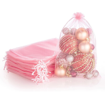 #ad 50PCS 8x12 inch Pink Organza Bags Jewelry Gift Bags for Party Wedding Favor Bags $10.42
