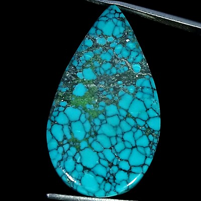 #ad Natural Turquoise Gemstone 24.00 Cts Loose Pear Cabochon From Tibet 18X32X5MM $17.66