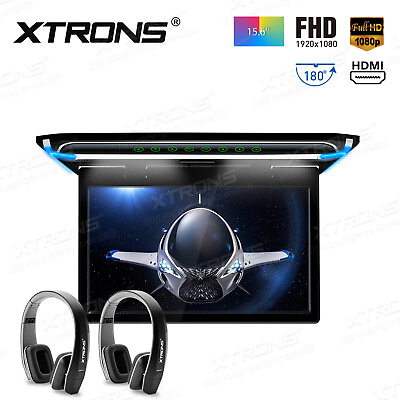 #ad 15.6quot; 1080P Car Roof Mounted Overhead Flip Down Monitor Game HDMI USB IR Headset $255.99