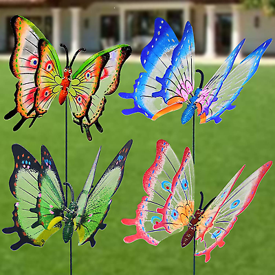#ad Giant Butterfly Garden Stakes Decorations Outdoor 3D Large Butterflies Lawn Deco $34.99