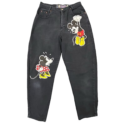 #ad Vintage Minnie amp; Mickey Disney Joujou Black High Waisted Womens Jeans Size 11 $100.00