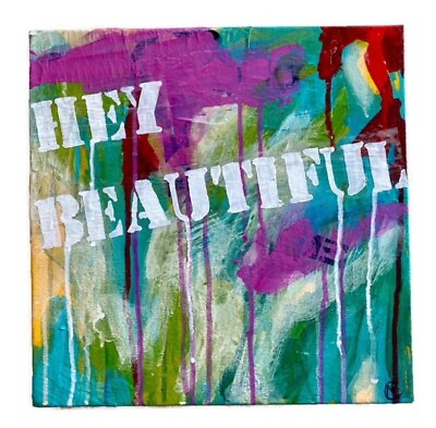 #ad Hey Beautiful Painting Original Handmade Abstract Art Modern Wall Decor 12quot;x12quot; $75.00