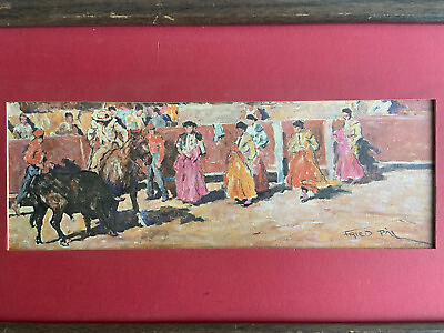 #ad Pal Fried Original Watercolor Painting On Canvas Bullfight Rodeo Western Signed $2100.00