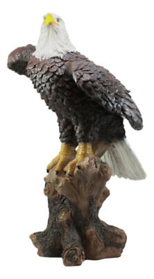 #ad Large 21quot;H American Pride Bald Eagle Perching On Tree Stump Statue Patriotic Art $109.95