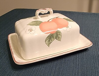 #ad Mikasa Country Classics Fruit Panorama Covered Butter Cheese Dish DC014 $15.95