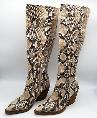 #ad Vince Camuto Women Snake Leather Gravana Heel Tall Boots 6 $55.24