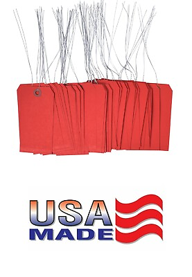 #ad 100 pcs of 4 3 4quot; x 2 3 8quot; Size 5 Red Cardstock Hang Tag Tags with Wire 13 Pt $11.95