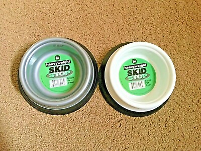 #ad SET of 2 . Dog Supplies HeavyWeight Skid Stop Small Bowl $6.90