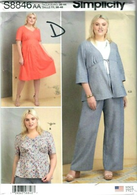 #ad SIMPLICITY Sewing Patterns S8846 Miss Ladies DressPantsJacket 10 18 OR 20W 28W $4.97