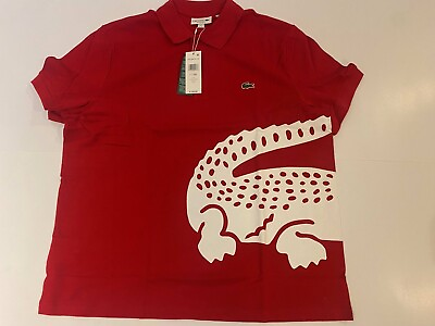 #ad Lacoste RED SZ L Men Polo Shirt 100% Cotton Shrt Slve Casual Logo NWT PH5284 240 $38.00