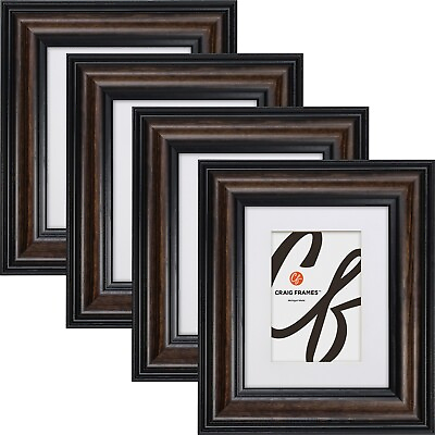 #ad Potomac 2.5quot; American Walnut Brown Picture Frame With a White Mat 4 Pack $117.99