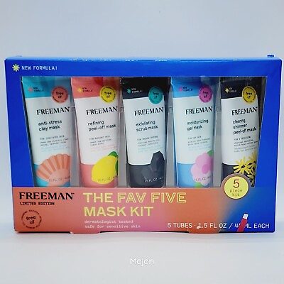 #ad Freeman Fav Five Mask Gift Kit Clay Peel Off Scrub Gel Exfoliating 1.5 Oz Ea $12.99